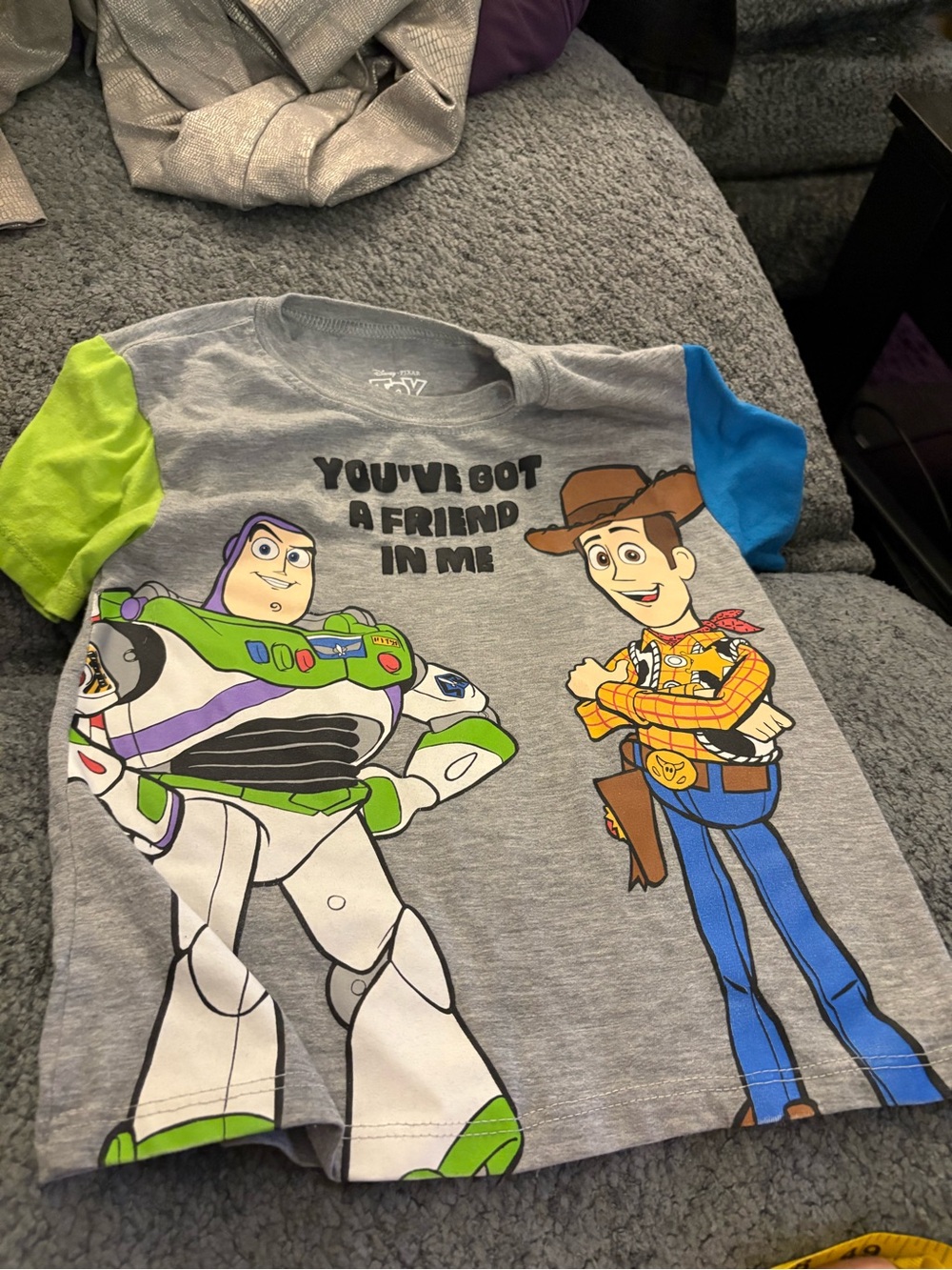Grey 'You've Got a Friend in Me' Toy Story Buzz & Woody Kids Tee